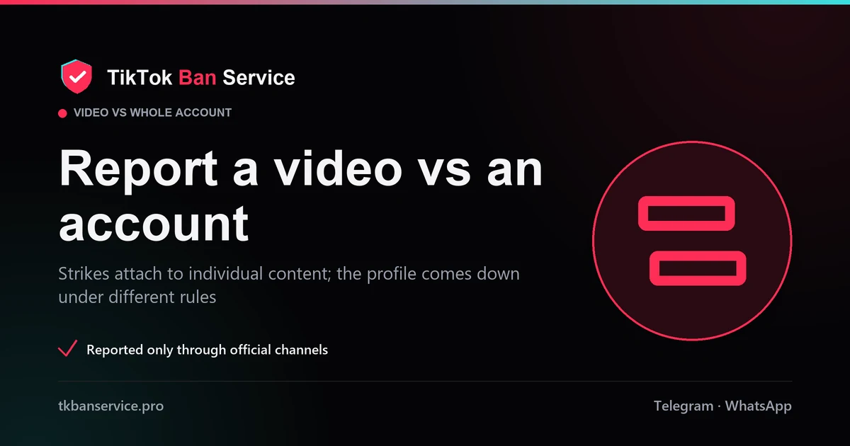 Report a TikTok video: how reporting a single clip differs from reporting the whole account
