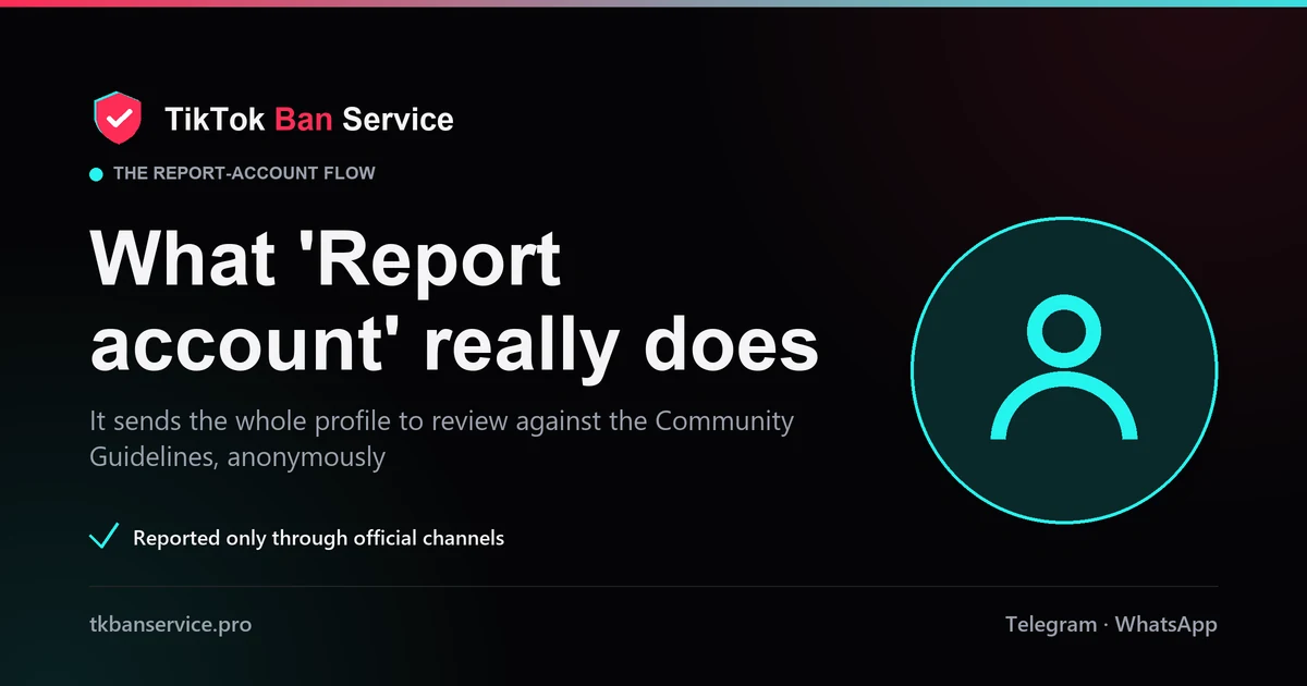 Reporting on TikTok is anonymous: TikTok reviews the report against the Community Guidelines without revealing who sent it